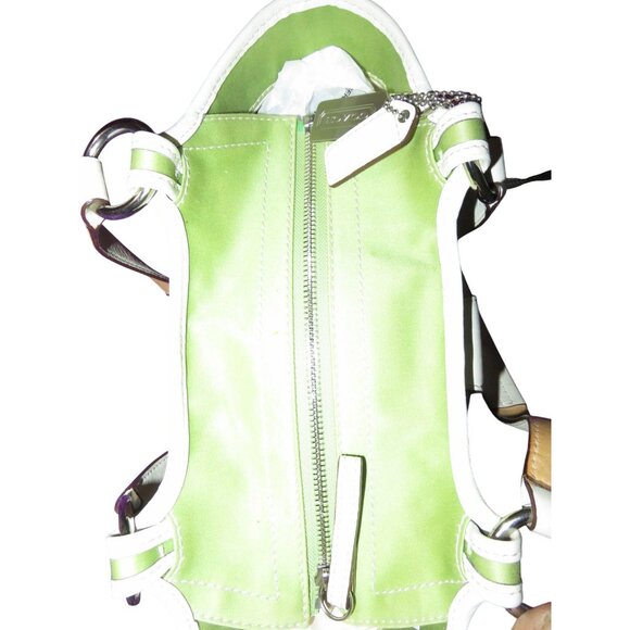 Coach 2006 Soho Canvas & Leather Mini Tote Buckle Front Flap Green & White - Picture 12 of 13